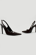 Γόβες slingback μυτερές λουστρίνι TFP - Burgundy - thefashionproject.gr - TFP