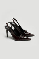 Γόβες slingback μυτερές λουστρίνι TFP - Burgundy - thefashionproject.gr - TFP