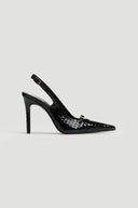 Γόβες slingback μυτερές λουστρίνι TFP - Μαύρο - thefashionproject.gr - TFP