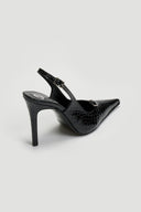 Γόβες slingback μυτερές λουστρίνι TFP - Μαύρο - thefashionproject.gr - TFP