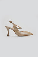 Γόβες slingback μυτερές με στρας TFP - Μπεζ Πέρλα - thefashionproject.gr - TFP