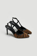 Γόβες Slingback μυτερές ponyskin TFP - Zebra - thefashionproject.gr - TFP