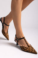 Γόβες slingback suede t - strap TFP - Leopard - thefashionproject.gr - TFP