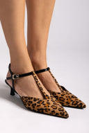 Γόβες slingback suede t - strap TFP - Leopard - thefashionproject.gr - TFP