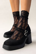 Γόβες suede Mary Jane με διπλή μπαρέτα - Μαύρο - thefashionproject.gr - Sweet Shoes