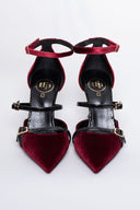 Γόβες velvet με μπαρέτα TFP - Burgundy - thefashionproject.gr - TFP