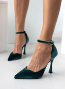 Γόβες velvet με μπαρέτα TFP - Κυπαρισσί - thefashionproject.gr - TFP