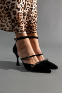 Γόβες velvet με μπαρέτα TFP - Μαύρο - thefashionproject.gr - TFP