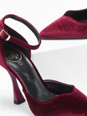 Γόβες velvet με μπαρέτα TFP - Μπορντό - thefashionproject.gr - TFP