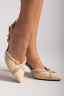 Γόβες μυτερές slingback από ψάθα