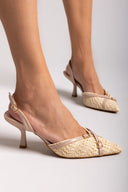 Γόβες μυτερές slingback από ψάθα