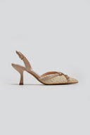 Γόβες μυτερές slingback από ψάθα
