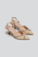 Γόβες μυτερές slingback από ψάθα