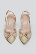 Γόβες μυτερές slingback από ψάθα