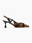 Γόβες μυτερές slingback από συνθετικό ponyskin TFP