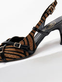 Γόβες μυτερές slingback από συνθετικό ponyskin TFP