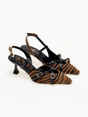 Γόβες μυτερές slingback από συνθετικό ponyskin TFP
