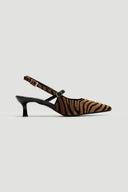 Γόβες μυτερές slingback από συνθετικό ponyskin TFP