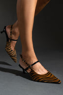 Γόβες μυτερές slingback από συνθετικό ponyskin TFP