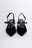Γόβες μυτερές slingback από ύφασμα velvet TFP