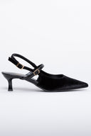 Γόβες μυτερές slingback από ύφασμα velvet TFP
