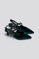 Γόβες μυτερές slingback από ύφασμα velvet TFP