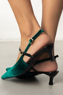 Γόβες μυτερές slingback από ύφασμα velvet TFP