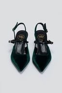 Γόβες μυτερές slingback από ύφασμα velvet TFP