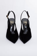 Γόβες μυτερές slingback από velvet ύφασμα TFP