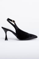 Γόβες μυτερές slingback από velvet ύφασμα TFP