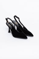 Γόβες μυτερές slingback από velvet ύφασμα TFP
