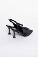 Γόβες μυτερές slingback από velvet ύφασμα TFP