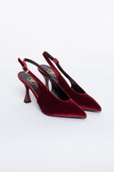 Γόβες μυτερές slingback από velvet ύφασμα TFP