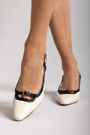 Γόβες μυτερές slingback με διχρωμία