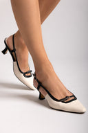 Γόβες μυτερές slingback με διχρωμία