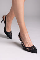 Γόβες μυτερές slingback με πλεκτό σχέδιο ERYNN