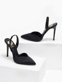 Γόβες σατέν μυτερές slingback TFP