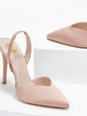 Γόβες σατέν μυτερές slingback TFP