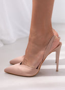Γόβες σατέν μυτερές slingback TFP