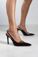 Γόβες slingback μυτερές  λουστρίνι TFP