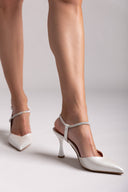 Γόβες slingback μυτερές με στρας TFP 