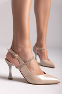 Γόβες slingback μυτερές με στρας TFP 