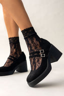 Γόβες suede Mary Jane με διπλή μπαρέτα
