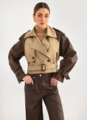Jacket με δερματίνη στα μανίκια