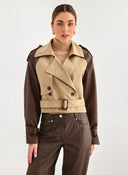 Jacket με δερματίνη στα μανίκια