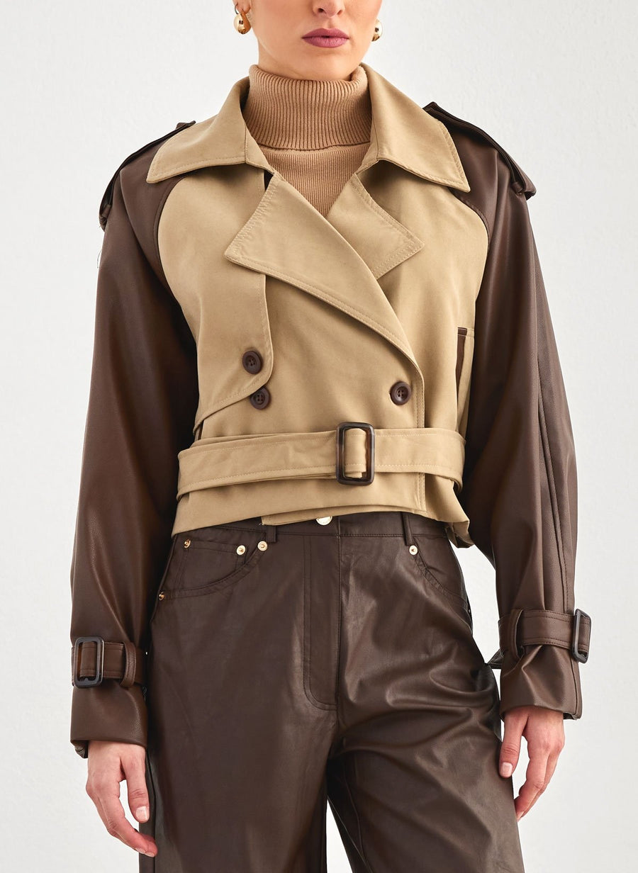 Jacket με δερματίνη στα μανίκια