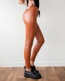 Κολάν δερματίνη με κάθετη ραφή - Κάμελ - thefashionproject.gr - The Fashion Project