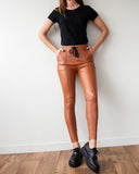 Κολάν δερματίνη με κάθετη ραφή - Κάμελ - thefashionproject.gr - The Fashion Project