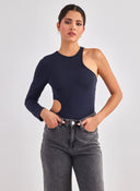 Κορμάκι με έναν ώμο Different - Shop 01 - 176 - Μπλε σκούρο - thefashionproject.gr - DIFFERENT - SHOP