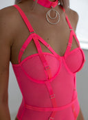 Κορμάκι see through με choker - Φούξια - thefashionproject.gr - The Fashion Project